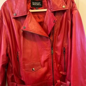 Red leather biker jacket